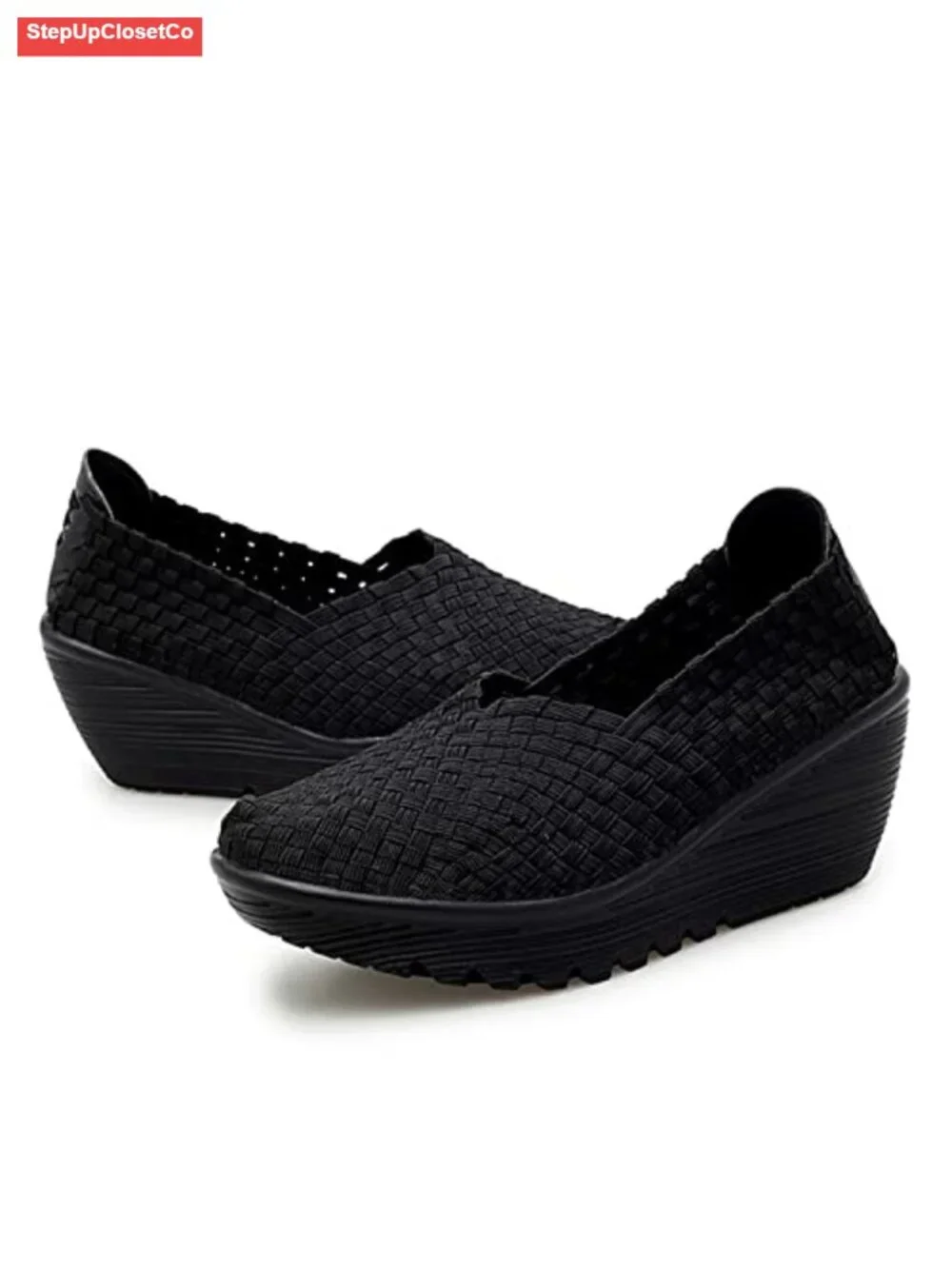 Women's Platform Wedge Sandals Woven Pumps Mary Jane Shoes Comfortable